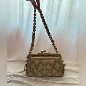 Coach Parker Op Art Frame Kisslock Shoulder Bag